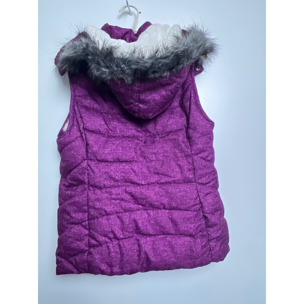 Green Tea Puffer Vest Hooded Faux Fur Trim Purple/Pink Womens M Layered‎ Plush - Picture 4 of 9